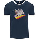A Unicorn Pug Dog Mens Ringer T-Shirt FotL Navy Blue/White