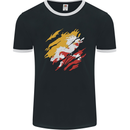 Torn Bhutan Flag Bhutanese Day Football Mens Ringer T-Shirt FotL Black/White