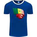 Curled Senegal Flag Senegalese Day Football Mens Ringer T-Shirt FotL Royal Blue/White