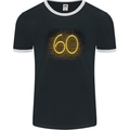 60th Birthday Neon Lights 60 Year Old Mens Ringer T-Shirt FotL Black/White