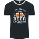 Rescued Some Beer Funny Alcohol Larger Mens Ringer T-Shirt FotL Black/White