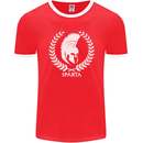 Bodybuilding Gym Training Sparta Helmet Mens Ringer T-Shirt FotL Red/White