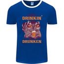 Early Drinkin' Quick Drunken Funny Beer Alcohol Mens Ringer T-Shirt FotL Royal Blue/White