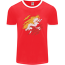 Torn Bhutan Flag Bhutanese Day Football Mens Ringer T-Shirt FotL Red/White