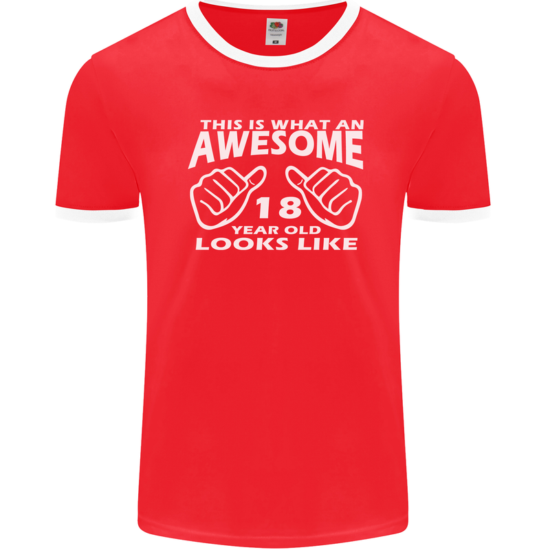 18th Birthday 18 Year Old This Is What Mens Ringer T-Shirt FotL Red/White