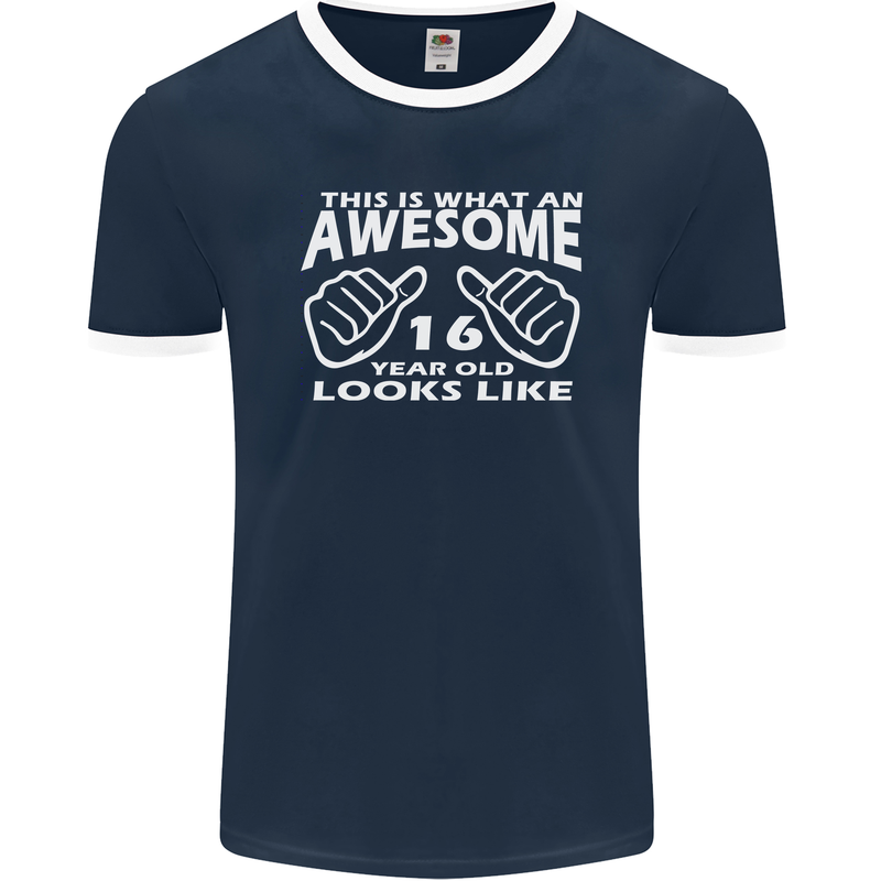 16th Birthday 16 Year Old This Is What Mens Ringer T-Shirt FotL Navy Blue/White