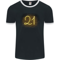 21st Birthday Neon Lights 21 Year Old Mens Ringer T-Shirt FotL Black/White