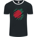 Torn Bangladesh Flag Bangladeshi Day Football Mens Ringer T-Shirt FotL Black/White