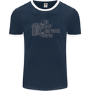 Photography Eat Sleep Photos Photographer Mens Ringer T-Shirt FotL Navy Blue/White