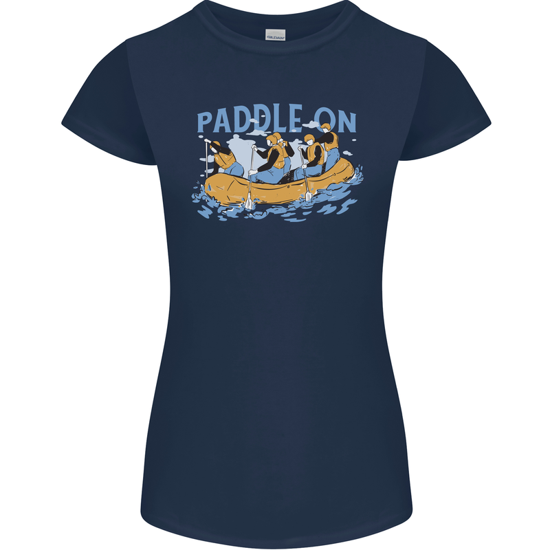 White Water Rafting Paddle On Whitewater Womens Petite Cut T-Shirt Navy Blue