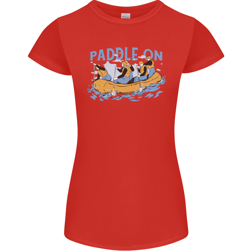 White Water Rafting Paddle On Whitewater Womens Petite Cut T-Shirt Red