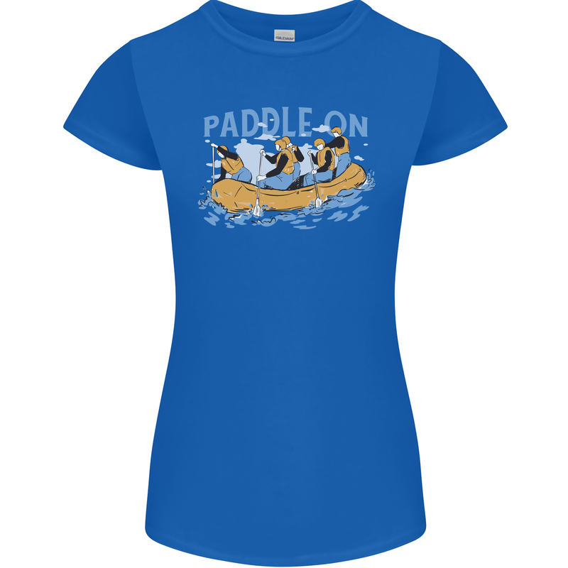 White Water Rafting Paddle On Whitewater Womens Petite Cut T-Shirt Royal Blue