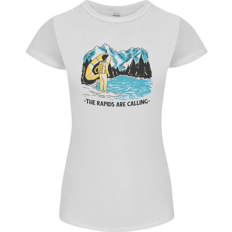 White Water Rafting Whitewater Rapids Calling Womens Petite Cut T-Shirt White