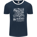 Lorry Driver HGV Big Truck Mens Ringer T-Shirt FotL Navy Blue/White