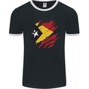 Torn East Timor Flag Day Football Mens Ringer T-Shirt FotL Black/White
