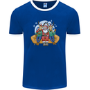 Santa Claus Chilling With Reindeers Christmas Xmas Mens Ringer T-Shirt FotL Royal Blue/White