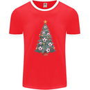 Christmas Football Tree Xmas Soccer Footy Mens Ringer T-Shirt FotL Red/White