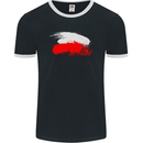 Poland Football Distressed Flag Mens Ringer T-Shirt FotL Black/White