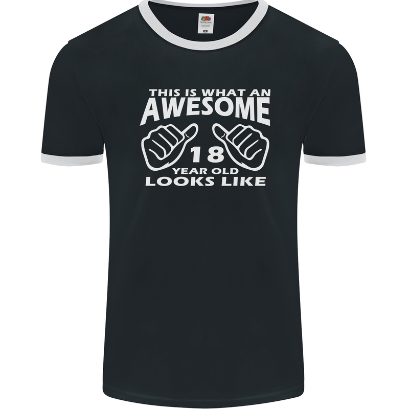 18th Birthday 18 Year Old This Is What Mens Ringer T-Shirt FotL Black/White