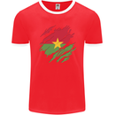 Torn Burkina Faso Flag Day Football Mens Ringer T-Shirt FotL Red/White