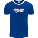 England Flag Football Mens Ringer T-Shirt FotL Royal Blue/White