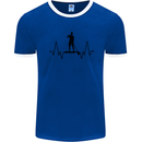 Paddleboard ECG Paddleboarding Pulse Mens Ringer T-Shirt Royal Blue/White