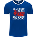 Come to the Welsh Side Dragons Wales Rugby Mens Ringer T-Shirt FotL Royal Blue/White