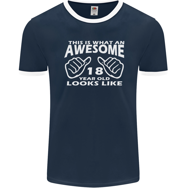 18th Birthday 18 Year Old This Is What Mens Ringer T-Shirt FotL Navy Blue/White
