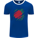 Torn Bangladesh Flag Bangladeshi Day Football Mens Ringer T-Shirt FotL Royal Blue/White