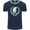 Bodybuilding Gym Training Sparta Helmet Mens Ringer T-Shirt FotL Navy Blue/White