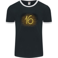16th Birthday Neon Lights 16 Year Old Mens Ringer T-Shirt FotL Black/White