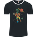 Alien Football Player Space Planets Soccer Mens Ringer T-Shirt FotL Black/White