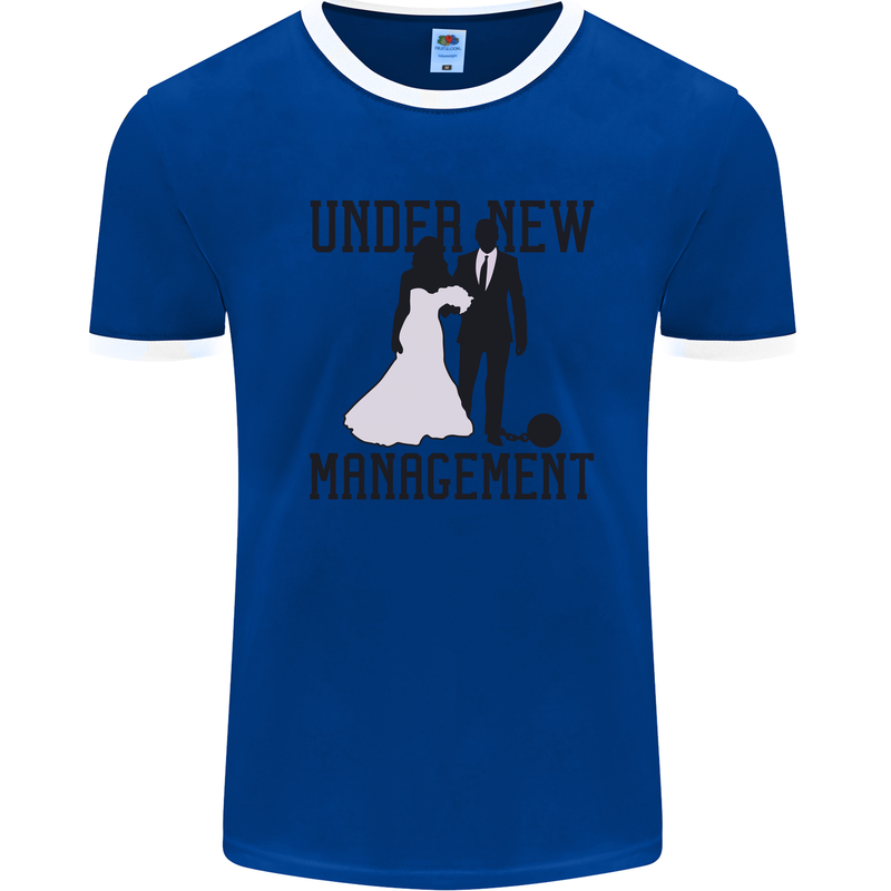 Just Married Under New Management Mens Ringer T-Shirt Royal Blue/White