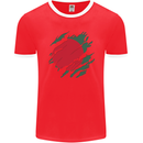 Torn Bangladesh Flag Bangladeshi Day Football Mens Ringer T-Shirt FotL Red/White