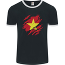 Torn Vietnam Flag Vietnamese Day Football Mens Ringer T-Shirt FotL Black/White