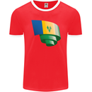 Curled Saint Vincent and Grenadines Flag Football Mens Ringer T-Shirt FotL Red/White