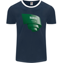 Curled Saudi Arabia Flag Arabian Day Football Mens Ringer T-Shirt FotL Navy Blue/White