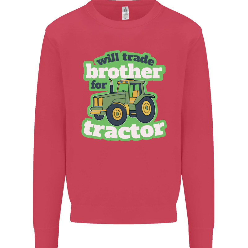 Will Trade Brother For Tractor Farmer Kids Sweatshirt Jumper Heliconia