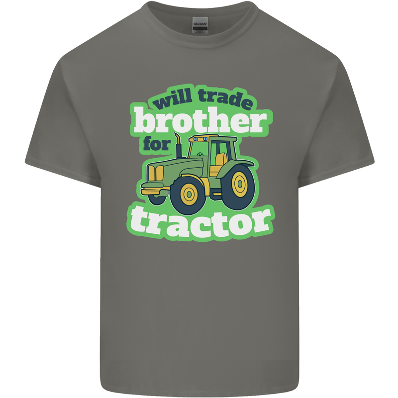 Will Trade Brother For Tractor Farmer Kids T-Shirt Childrens Charcoal