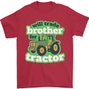 Will Trade Brother For Tractor Farmer Mens T-Shirt 100% Cotton Red