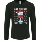 Wine Not Drunk Just Festive Funny Christmas Xmas Mens Long Sleeve T-Shirt Black