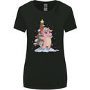 Xmas Unicorn Christmas Tree Womens Wider Cut T-Shirt Black