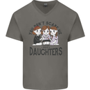 You Cant Scare Me I Have Daughters Fathers Day Mens V-Neck Cotton T-Shirt Charcoal