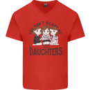 You Cant Scare Me I Have Daughters Fathers Day Mens V-Neck Cotton T-Shirt Red