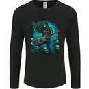 Zombie Rocker Rock n Roll Heavy Metal Guitar Skull Mens Long Sleeve T-Shirt Black