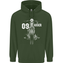 09 Motorbike Rider Biker Motorcycle Childrens Kids Hoodie Forest Green