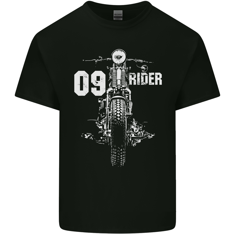 09 Motorbike Rider Biker Motorcycle Kids T-Shirt Childrens Black
