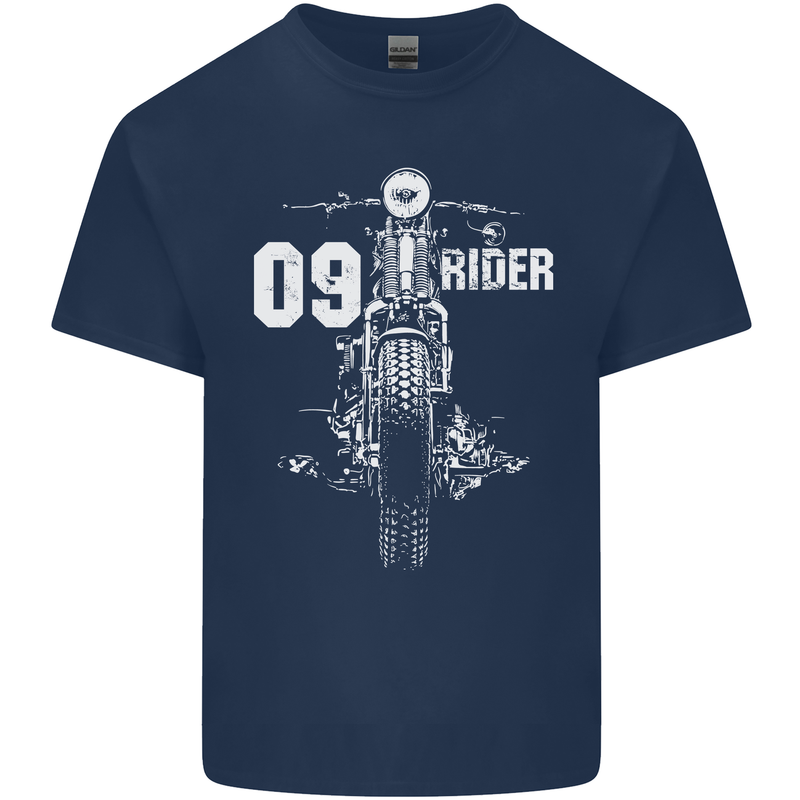 09 Motorbike Rider Biker Motorcycle Kids T-Shirt Childrens Navy Blue