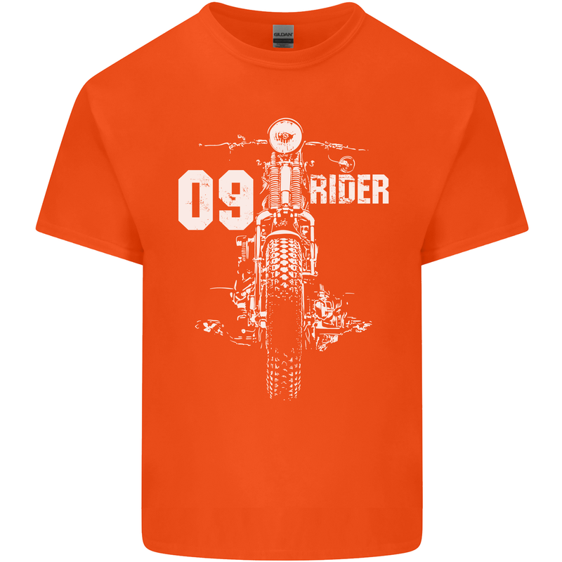 09 Motorbike Rider Biker Motorcycle Kids T-Shirt Childrens Orange