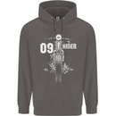 09 Motorbike Rider Biker Motorcycle Mens 80% Cotton Hoodie Charcoal